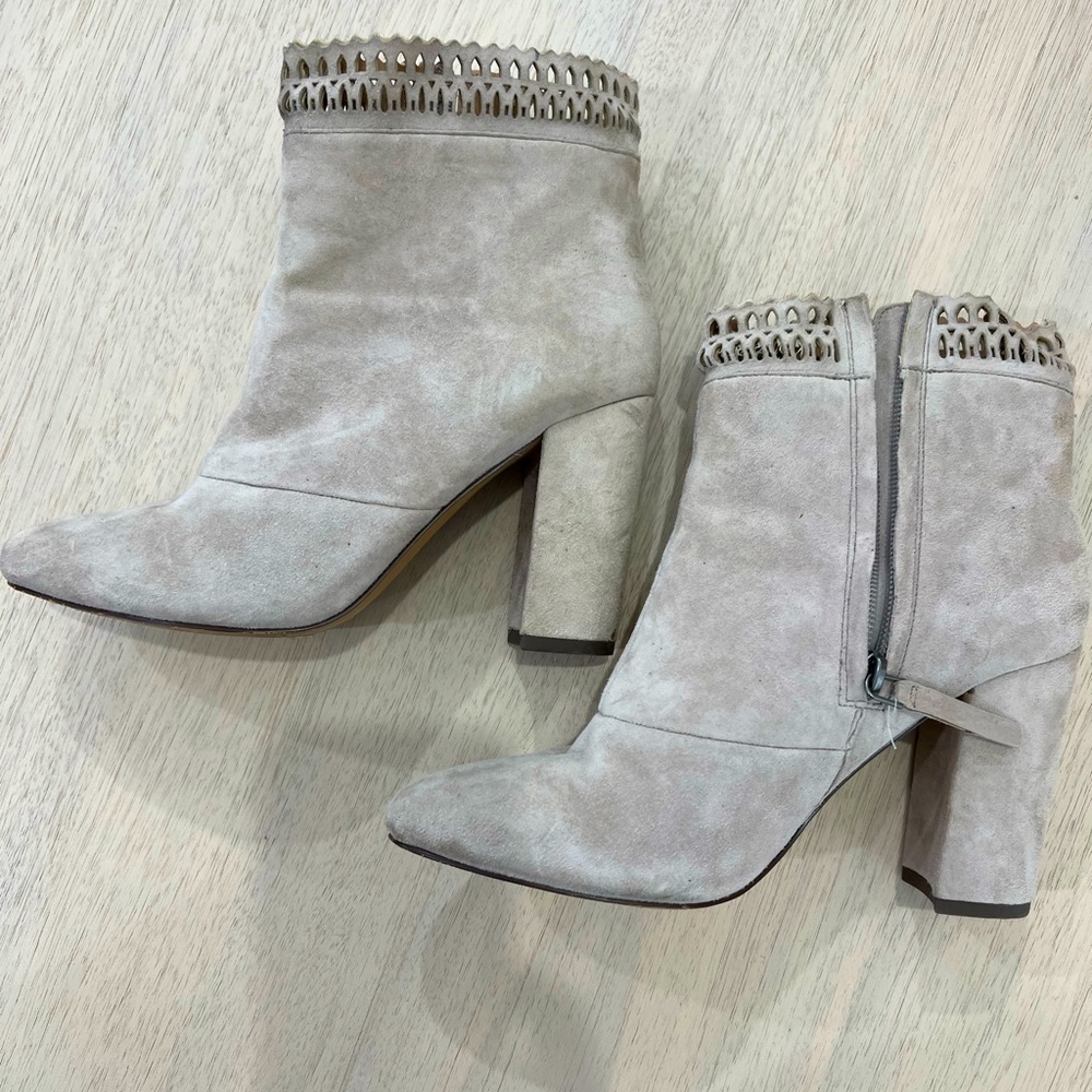 Light grey suade booties pre loved size 37
